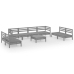 Juego de muebles de jardín 9 piezas madera maciza de pino gris
