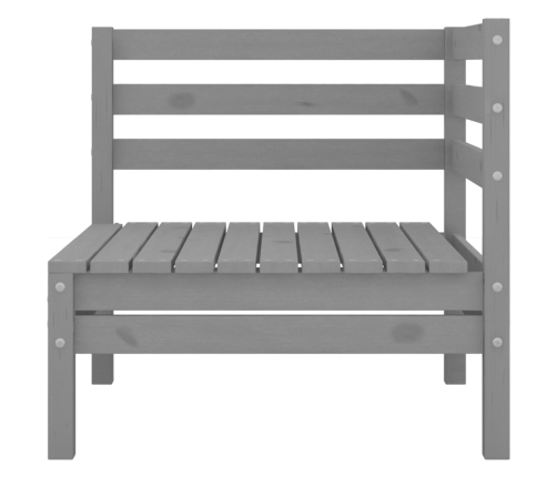Juego de muebles de jardín 9 piezas madera maciza de pino gris