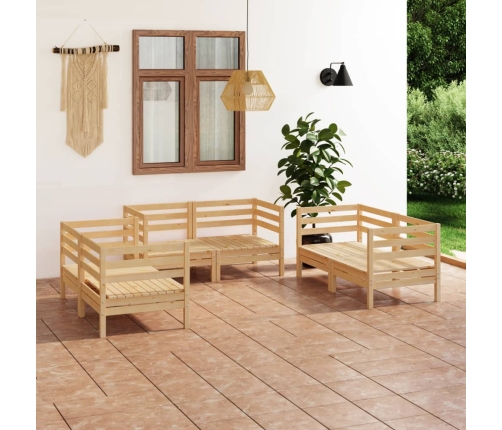 Muebles de jardín 6 piezas madera maciza de pino