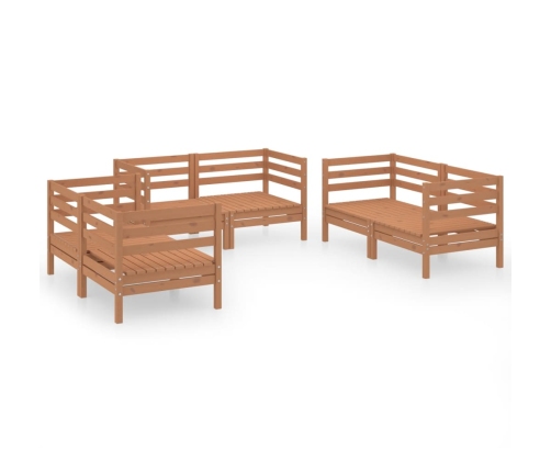 Muebles de jardín 8 piezas marrón miel madera maciza de pino