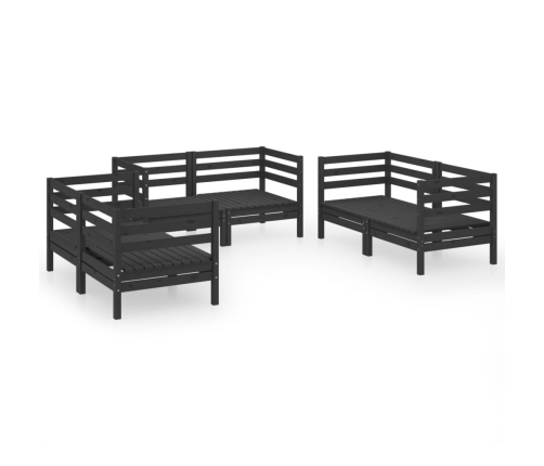 Juego de muebles de jardín 6 pzas madera de pino maciza negro