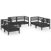 Juego de muebles de jardín 6 pzas madera de pino maciza negro