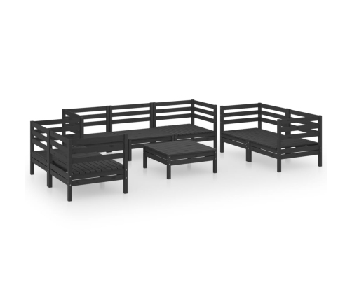 Juego de muebles de jardín 8 pzas madera de pino maciza negro