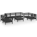 Juego de muebles de jardín 8 pzas madera de pino maciza negro