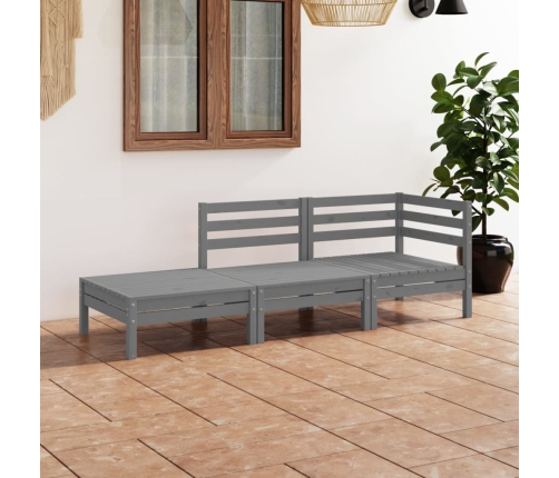 Juego de muebles de jardín 3 pzas madera maciza de pino blanco