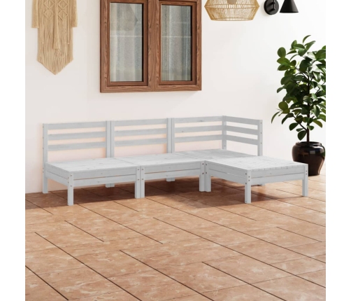 Juego de muebles de jardín 4 piezas madera maciza pino blanco