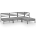 Juego de muebles de jardín 4 piezas madera maciza de pino gris
