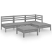 Juego de muebles de jardín 5 piezas madera maciza de pino gris