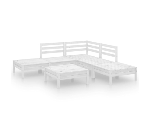 Juego de muebles de jardín 6 piezas madera maciza pino blanco