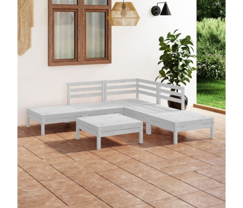Juego de muebles de jardín 6 piezas madera maciza pino blanco