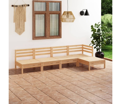 Juego de muebles de jardín 5 piezas madera maciza pino