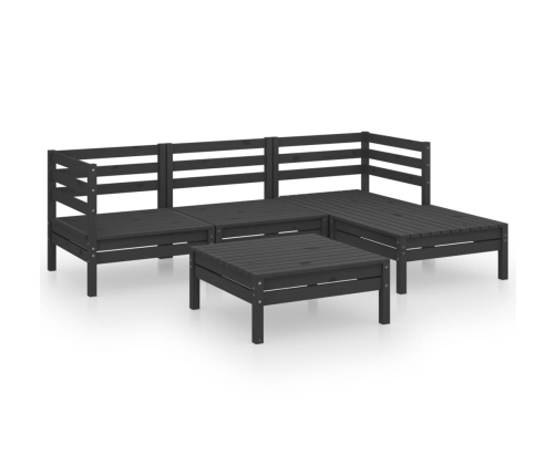 Juego de muebles de jardín 5 pzas madera de pino maciza negro