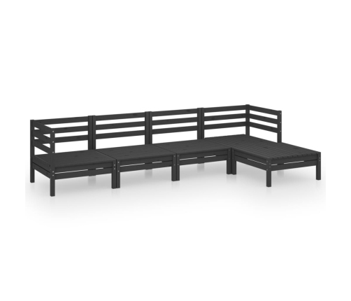 Juego de muebles de jardín 5 pzas madera de pino maciza negro