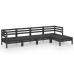 Juego de muebles de jardín 5 pzas madera de pino maciza negro