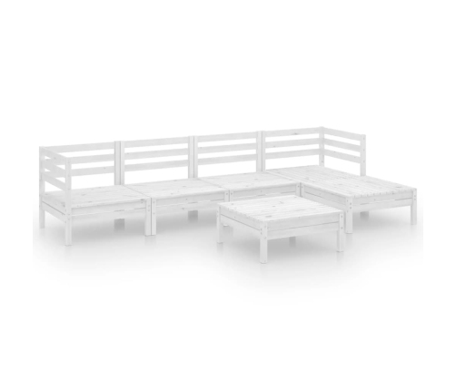 Juego de muebles de jardín 6 piezas madera maciza pino blanco