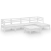 Juego de muebles de jardín 6 piezas madera maciza pino blanco