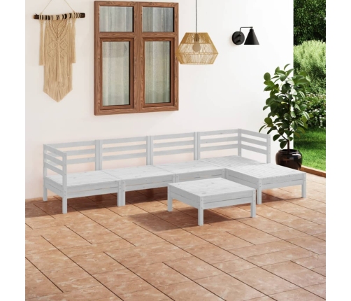 Juego de muebles de jardín 6 piezas madera maciza pino blanco