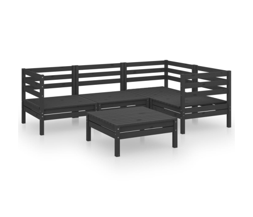Juego de muebles de jardín 5 pzas madera de pino maciza negro