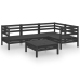 Juego de muebles de jardín 5 pzas madera de pino maciza negro