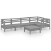 Juego de muebles de jardín 6 piezas madera maciza de pino gris