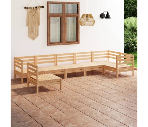 Juego de muebles de jardín 7 piezas madera maciza pino