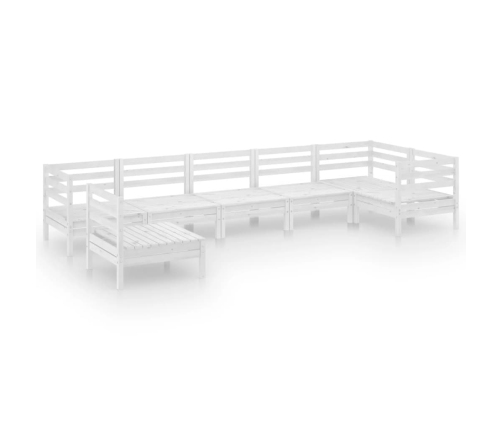 Juego de muebles de jardín 7 piezas madera maciza pino blanco