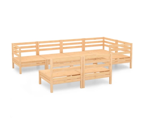 Juego de muebles de jardín 7 piezas madera maciza pino