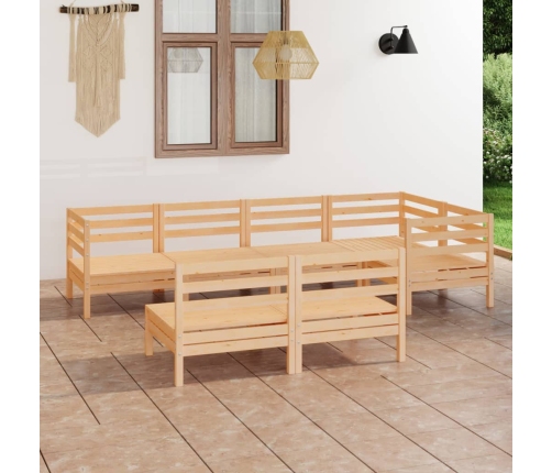 Juego de muebles de jardín 7 piezas madera maciza pino