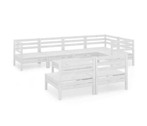 Juego de muebles de jardín 8 piezas madera maciza pino blanco
