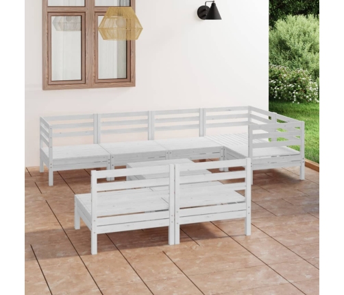 Juego de muebles de jardín 8 piezas madera maciza pino blanco