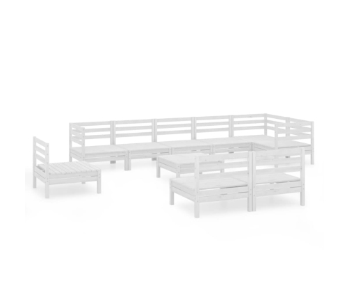 Juego de muebles de jardín 10 piezas madera maciza pino blanco