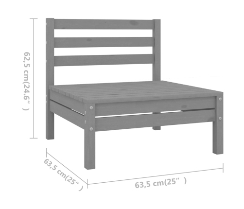 Juego de muebles de jardín 10 piezas madera maciza de pino gris