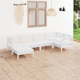 Juego de muebles de jardín 6 piezas madera maciza pino blanco