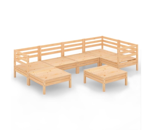 Juego de muebles de jardín 7 piezas madera maciza de pino