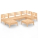 Juego de muebles de jardín 7 piezas madera maciza de pino