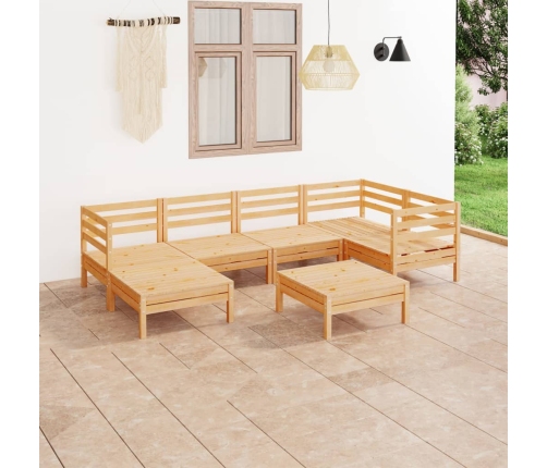 Juego de muebles de jardín 7 piezas madera maciza de pino