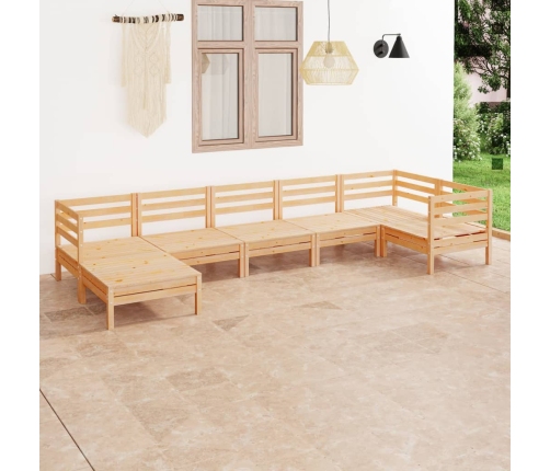 Juego de muebles de jardín 7 piezas madera maciza de pino