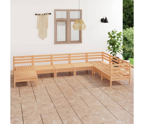 Juego de muebles de jardín 8 piezas madera maciza de pino
