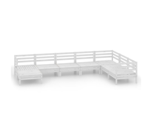Juego de muebles de jardín 8 piezas madera maciza pino blanco