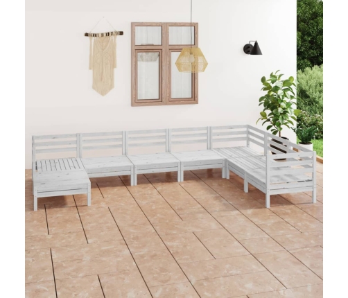 Juego de muebles de jardín 8 piezas madera maciza pino blanco
