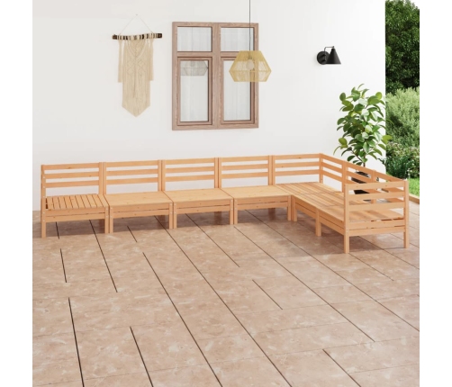 Juego de muebles de jardín 7 piezas madera maciza de pino