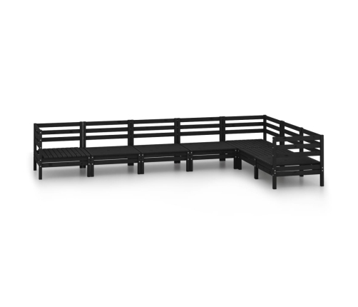 Juego de muebles de jardín 7 pzas madera maciza de pino negro