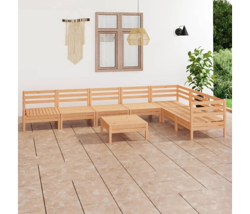 Juego de muebles de jardín 8 piezas madera maciza de pino