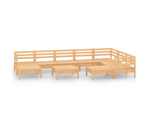 Juego de muebles de jardín 10 piezas madera maciza de pino