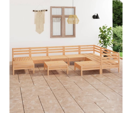 Juego de muebles de jardín 10 piezas madera maciza de pino