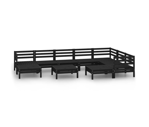 Juego de muebles de jardín 10 pzas madera maciza de pino negro