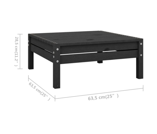 Juego de muebles de jardín 10 pzas madera maciza de pino negro