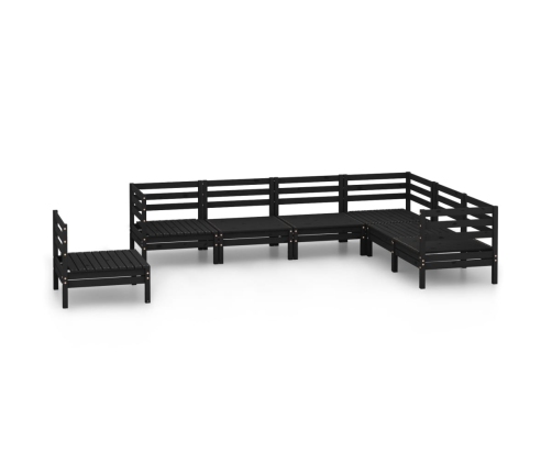 Juego de muebles de jardín 7 pzas madera maciza de pino negro