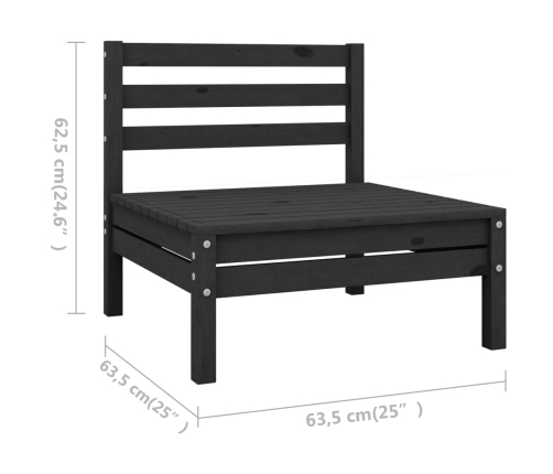 Juego de muebles de jardín 7 pzas madera maciza de pino negro