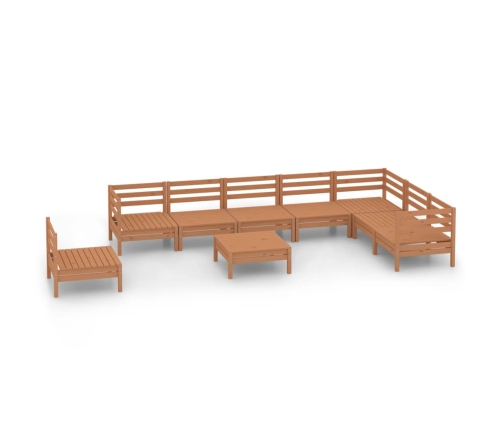 Juego muebles de jardín 9 pzas madera maciza pino marrón miel